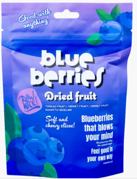 RAW NICE Dried Blue Berries 18 x 80 g