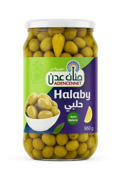 ADEN CENNET Grønn Oliven Halabi 950 g x 12 Stk