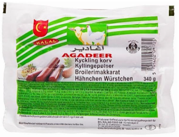 Agadeer kylling pølse 340 gr x 32