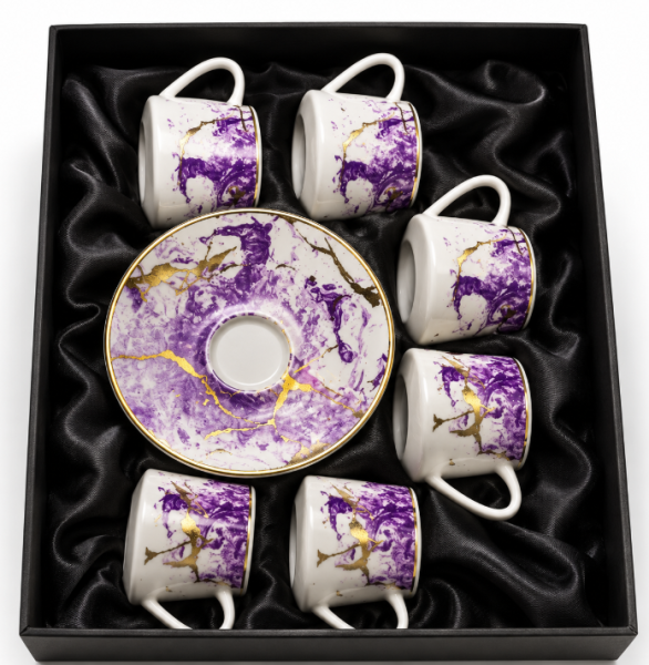 Cup with dish set 6 x 6 Stk H1-49