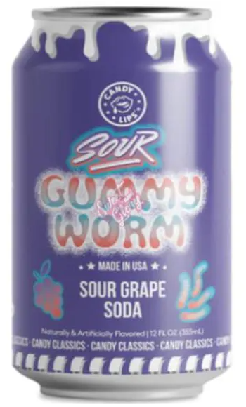 Candy Lips Sour Gummy Worm 24x355ml