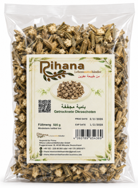 Rihana Tørket Okra 500 g x 12 Stk