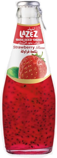 LAZEZ Basil Seed Drink Strawberry 290 ML X 24 Stk