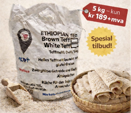 Ethiopian Teff Hvit Mel 5 Kg x 6 Stk