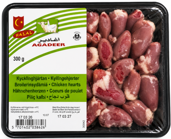 Agadeer Kylling Hjerte 300g x 12 Stk